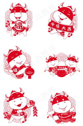 红色剪纸牛