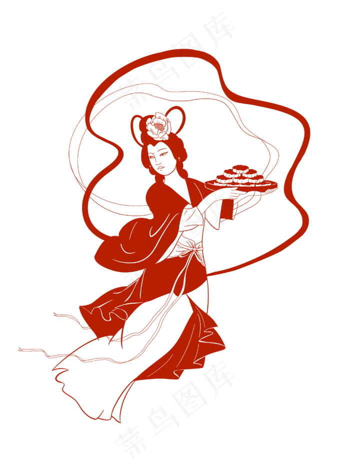 中秋嫦娥剪纸风(3000X4000(DPI:300))psd模版下载