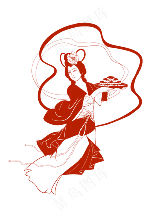 中秋嫦娥剪纸风