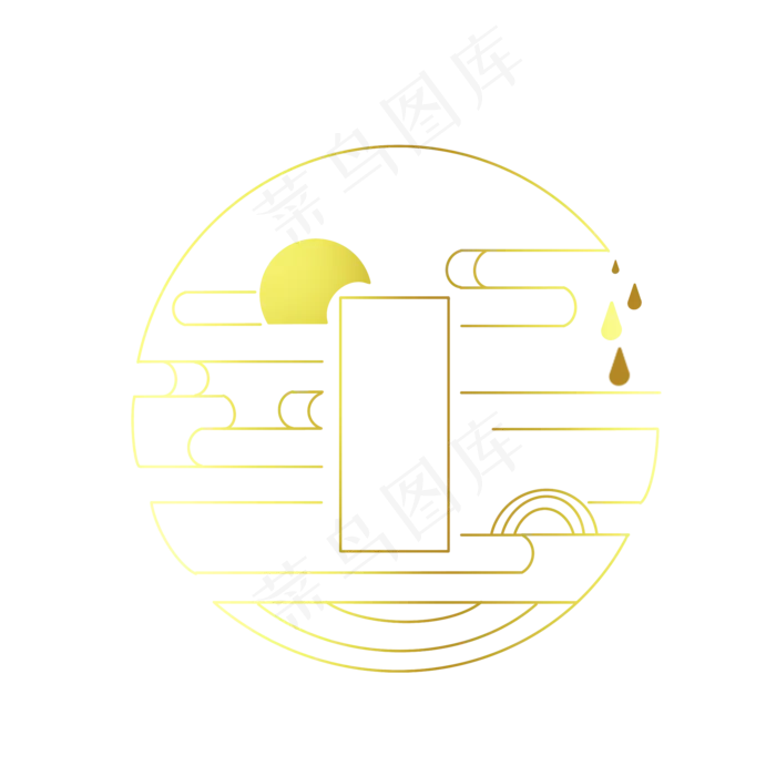 手绘中秋金属边框(2000X2000(DPI:300))psd模版下载