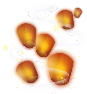 星空和孔明灯中国风