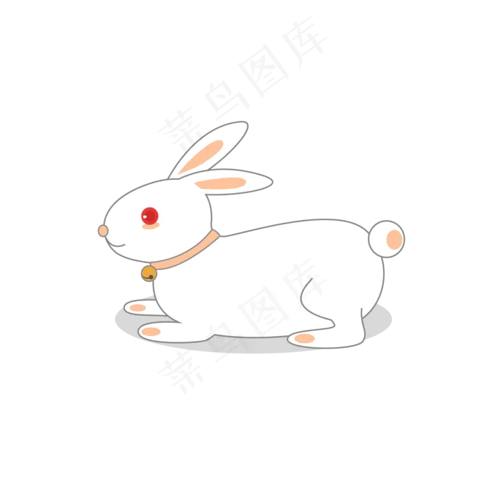 白色手绘中秋玉兔(2000*2000px 300 dpi )ai矢量模版下载