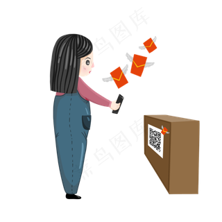 双十一扫红包女孩素材