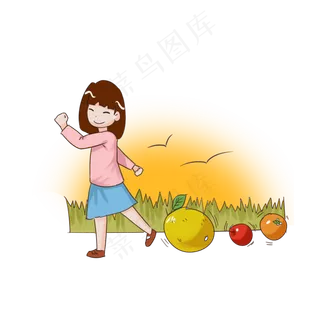 丰收季节卡通女孩插