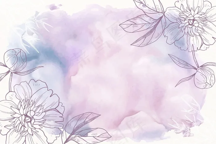 紫粉粉彩手绘花卉背景eps,ai矢量模版下载