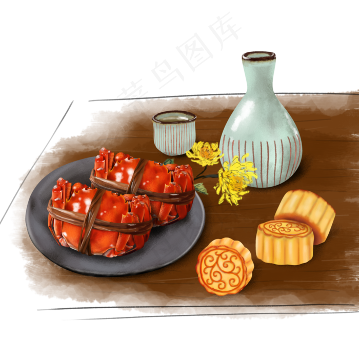 中秋节传统美食装饰(3000X3000(DPI:300))psd模版下载