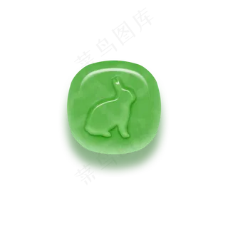 商用玉石效果玉兔中秋绿色圆润玉