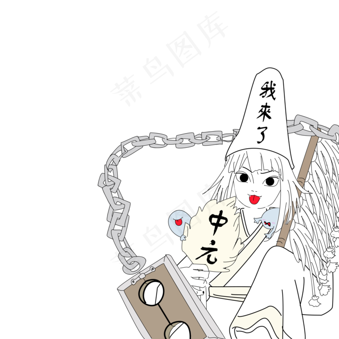中元节鬼神手绘矢量图(2000X2000(DPI:300))psd模版下载