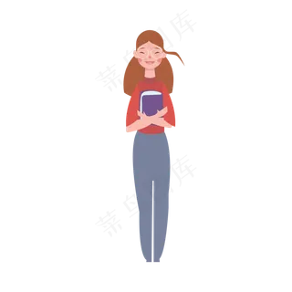 扁平化抱着书本的老师人物素材