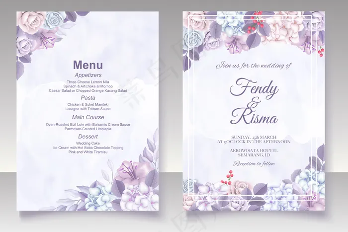 优雅的花模板结婚卡eps,ai矢量模版下载