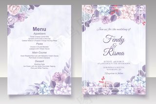 优雅的花模板结婚卡