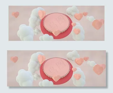 C4D七夕情人节浪漫云端电商banner