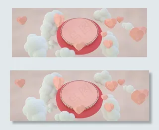 C4D七夕情人节浪漫云端电商banner