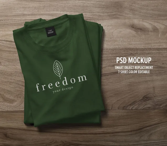 折叠的真实t恤模型样机psd模版下载
