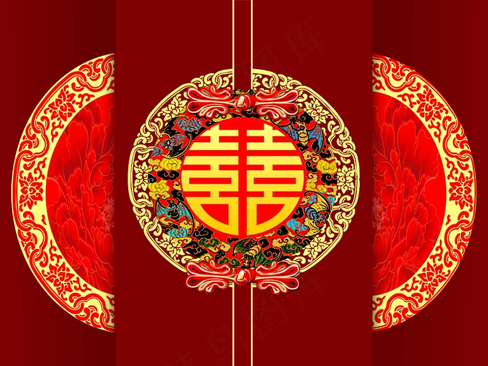 红色中式婚礼背景图psd模版下载