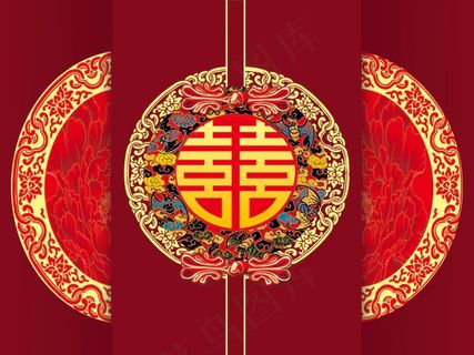 红色中式婚礼背景图