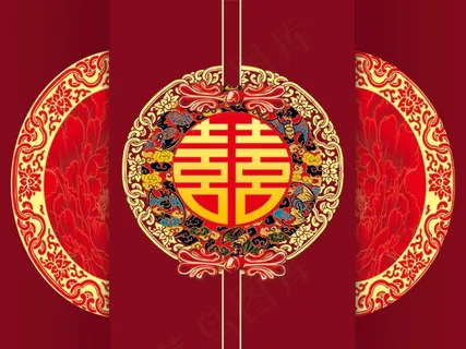红色中式婚礼背景图