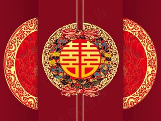 红色中式婚礼背景图
