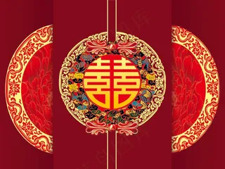 红色中式婚礼背景图