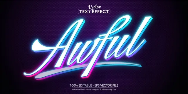 可怕的文字，霓虹灯风格的可编辑文字效果