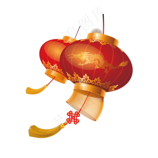 红色节日新年元旦灯笼元素