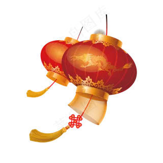 红色节日新年元旦灯笼元素
