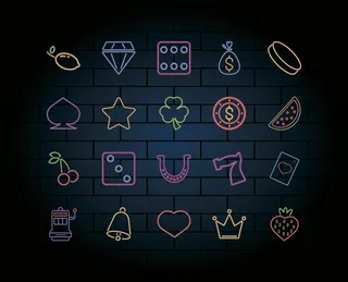 墙上有二十个赌场霓虹灯标签