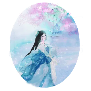 古代仙女仕女唯美水蓝汉服江南春