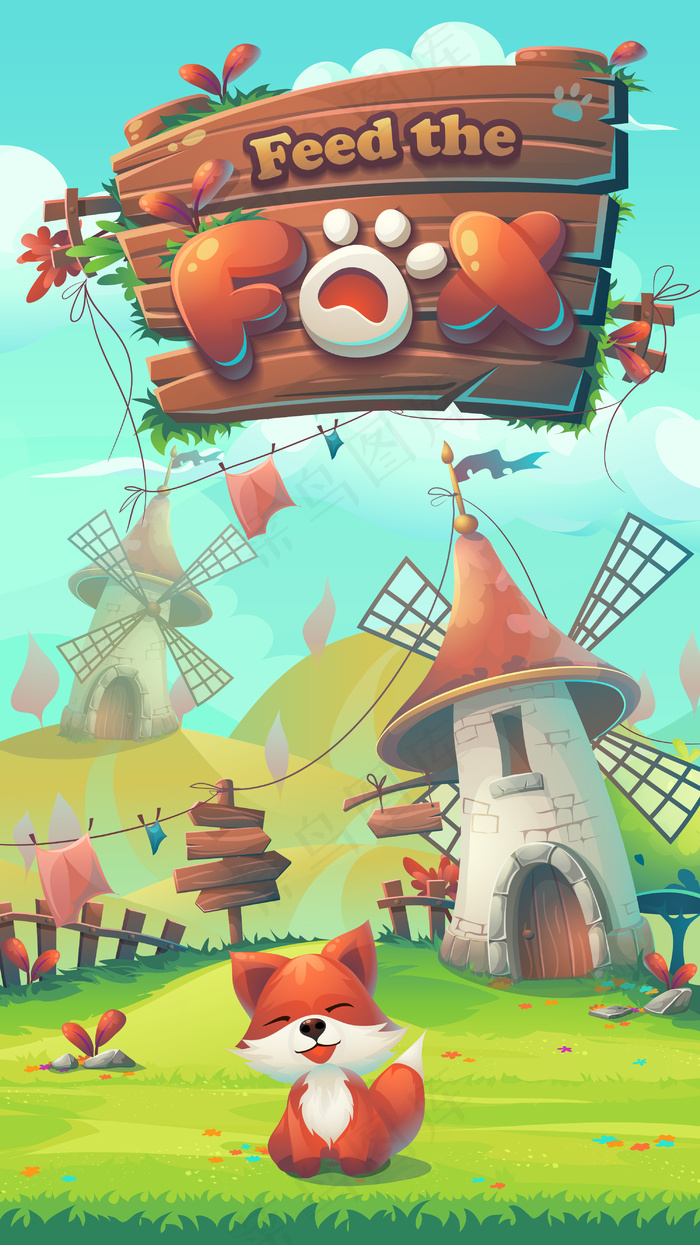 饲料福克斯图形用户界面卡通风格化插图移动格式