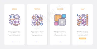 糕点店，烘焙咖啡馆食品，用户体验，用户界面上的手机app移动应用程序app页面屏幕集