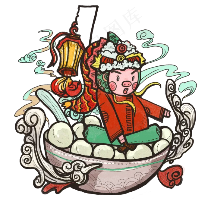 春节猪年年俗元宵汤圆大年PNG2019(4000X4000(DPI:300))psd模版下载
