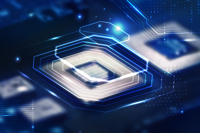 主板特写技术混音上的智能微芯片背景