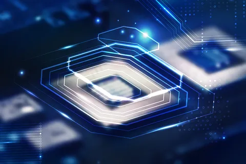 主板特写技术混音上的智能微芯片背景