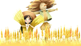 二十四节气秋分小女孩和稻草人