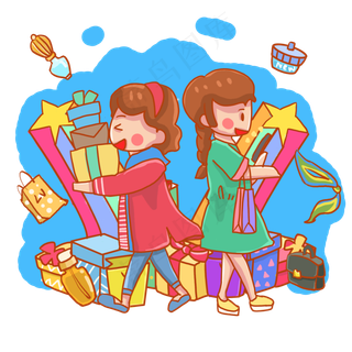 礼物礼品堆可爱购物