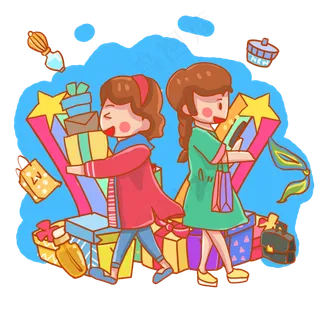 礼物礼品堆可爱购物