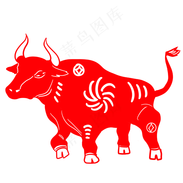 新年牛剪纸(3000X3000(DPI:299))psd模版下载