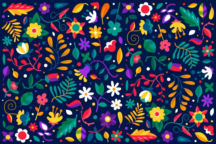 缤纷异国情调的花卉背景eps,ai矢量模版下载