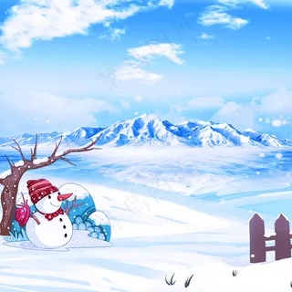 蓝色梦幻雪景雪地靴PSD分层主图