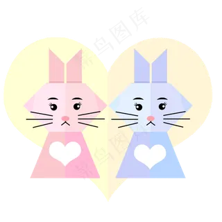 可爱的剪纸玉兔卡通