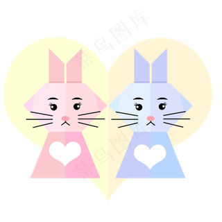 可爱的剪纸玉兔卡通