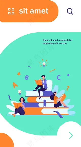 学习教科书的学生。坐在书堆上看书的女人