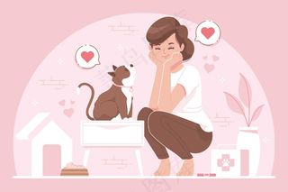 宠物爱好者平面设计插图背景