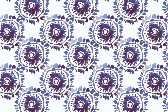 Shibori手绘图案水彩画eps,ai矢量模版下载