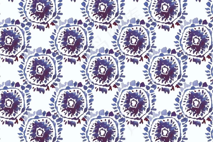 Shibori手绘图案水彩画eps,ai矢量模版下载