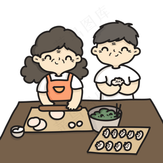 简笔画立冬中国传统风俗包饺子