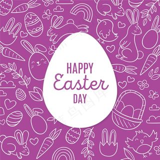 手绘彩色彩蛋复活节插画