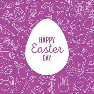 手绘彩色彩蛋复活节插画