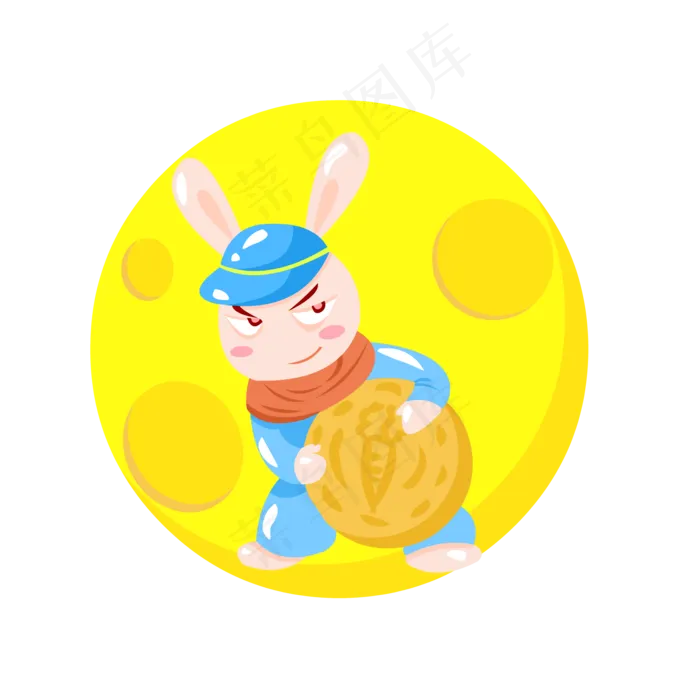 中秋卡通兔子月亮月饼(2000*2000px 300 dpi )ai矢量模版下载