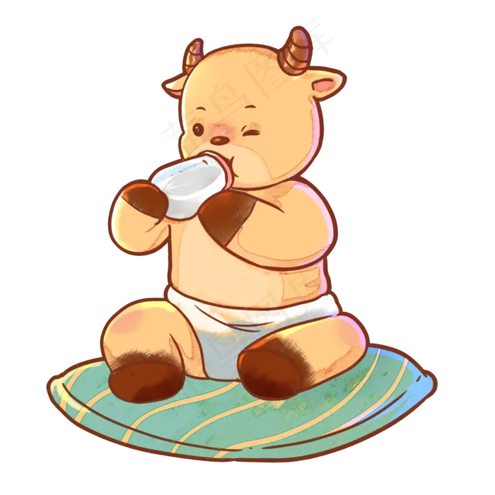 牛年新年牛牛创意小牛宝宝(2000X2000(DPI:299))psd模版下载